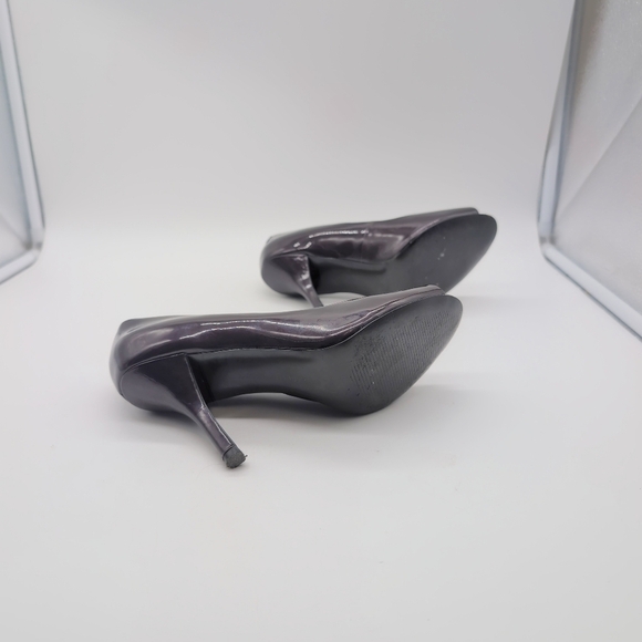 Banana Republic sz 6.5 Maroon Leather Open Toe Pumps Heels - Picture 9 of 11